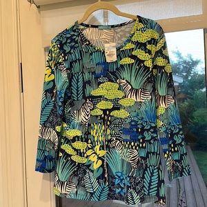 J McLaughlin brand New Jersey with colorful fun and zebra print array of color!